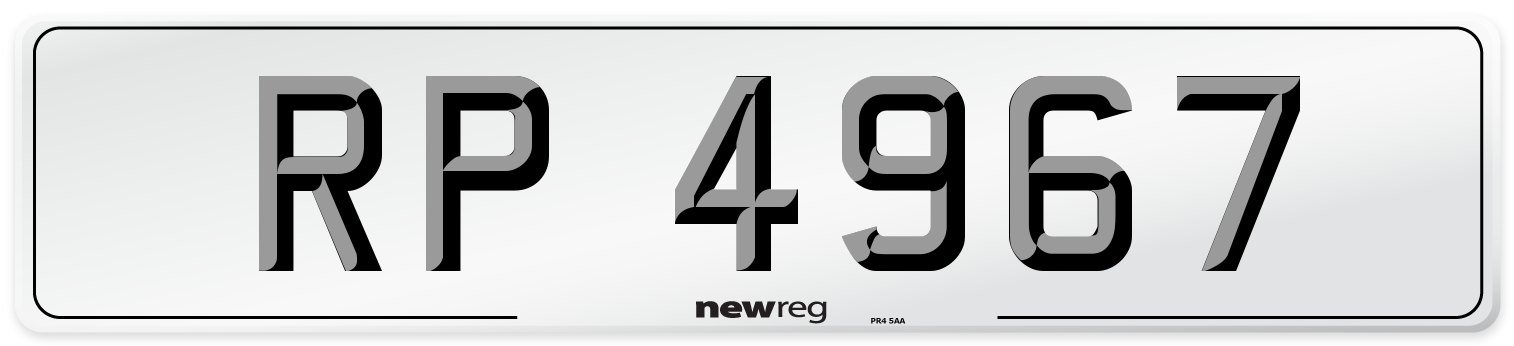 RP 4967 Number Plate from New Reg